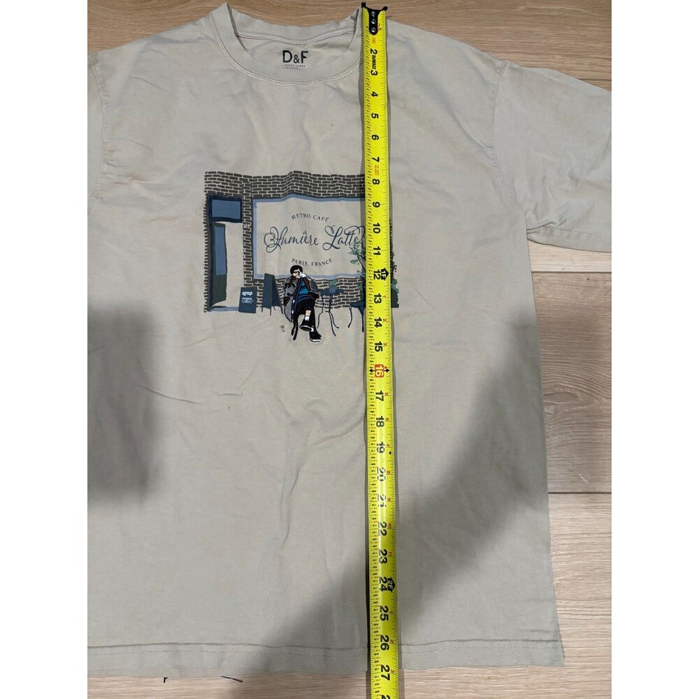 D&F Ricky Singh Lumière Latte Paris Cafe Graphic T-Shirt S Relaxed Fit Cotton - Picture 2 of 11